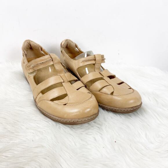 Naturalizer Shoes - Naturalizer 10 M Womens Tan Beige Leather Malta Buckle Comfort Flats Shoes